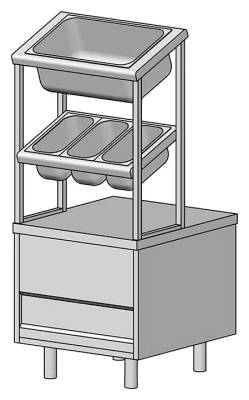 Прилавок для столовых приборов и хлеба ЦМИ Волга ПСПХ(3хGN1/3 и GN1/1) (630х700х1480 мм)